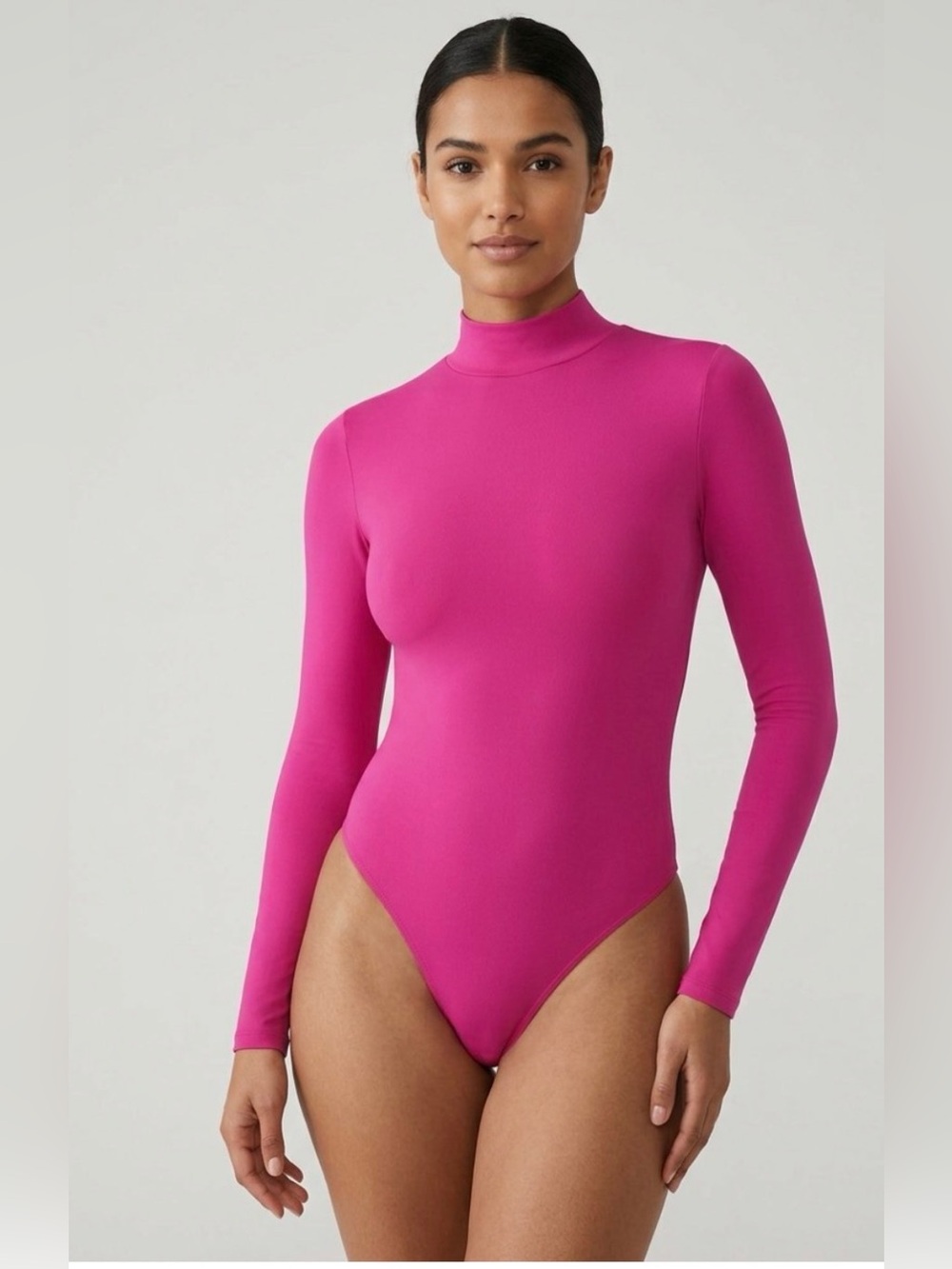 Aritzia Babaton Long Sleeve Contour Mock Neck Bodysuit Granita Pink XS Turtlenec
